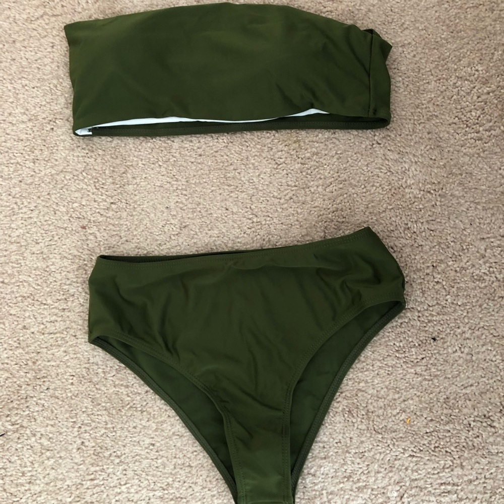 Hunter green, high waisted bikini